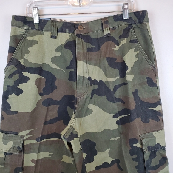 VTG Machine Jeans Camo Baggy Cargo Pants 36x30 Mens NWT Camoflage Twill Y2K - Picture 2 of 16